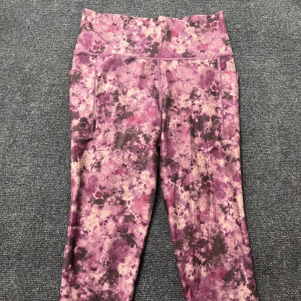Athleta Salutation Stash Pocket II Leggings Womens Medium Ankle Purple Tie Dye